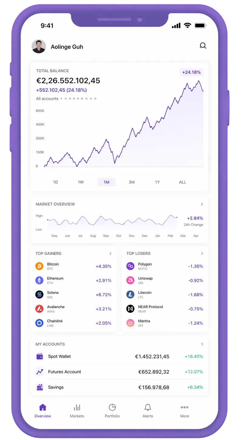 Immediate Connect mobile app showing portfolio overview
